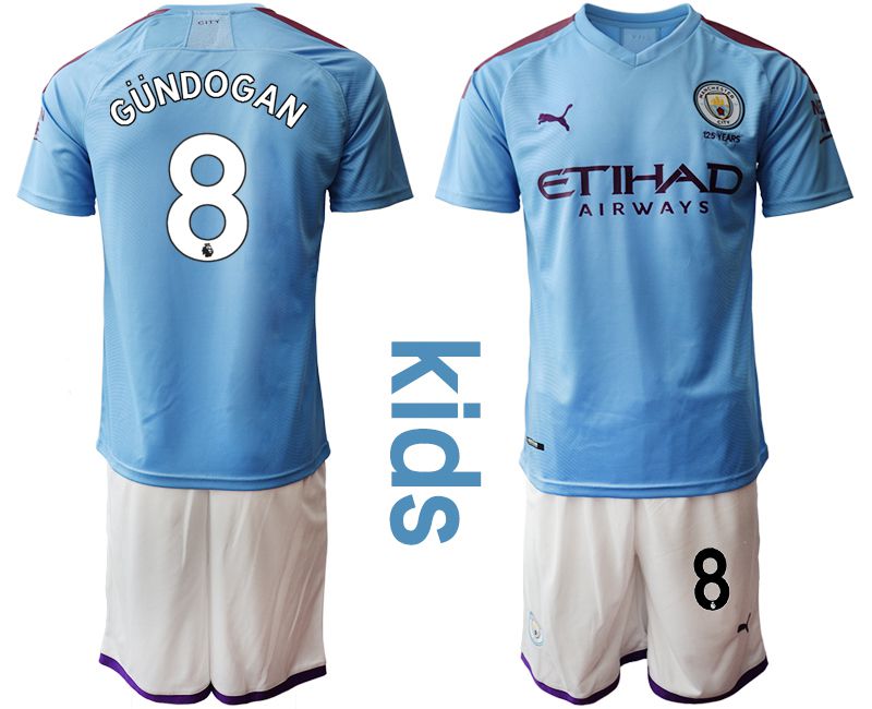 Youth 2019-2020 club Manchester City home #8 blue Soccer Jerseys